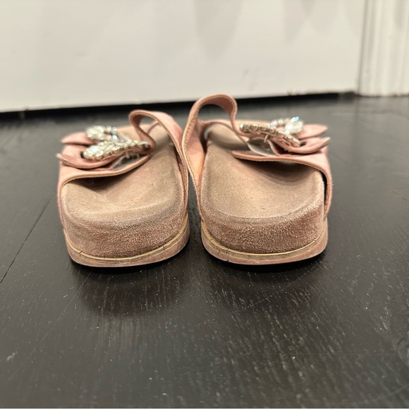 Sandal Buckle Rhinestone Inspired Flat Open Toe Strap Slide Slipper - Picture 4 of 8